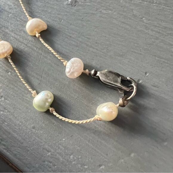 String of Pearls 925 Sterling Silver Clasp Necklace - Picture 6 of 9